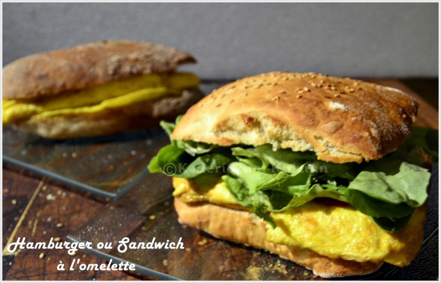 Recette Hamburger ou sandwich à l'omelette pour le thème deu mois de mars de Culinoversions