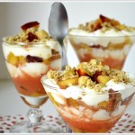 Recette verrine de nectarine croquante avec du fromage blanc et des flocons d'avoine