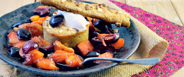 Recette fruits - Plancha fruits caramélisés et cookies chez Kaderick en Kuizinn